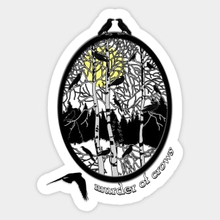 Murder Of Crows Artistic Oval Design Sticker